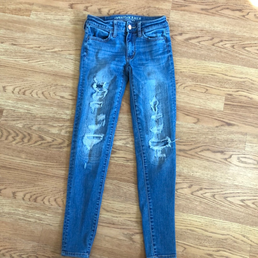American Eagle Ripped Destroyed Patch Jegging 0